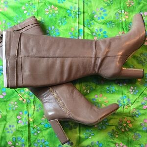 Ann Taylor Brown Heeled Boots with Slouchy Design